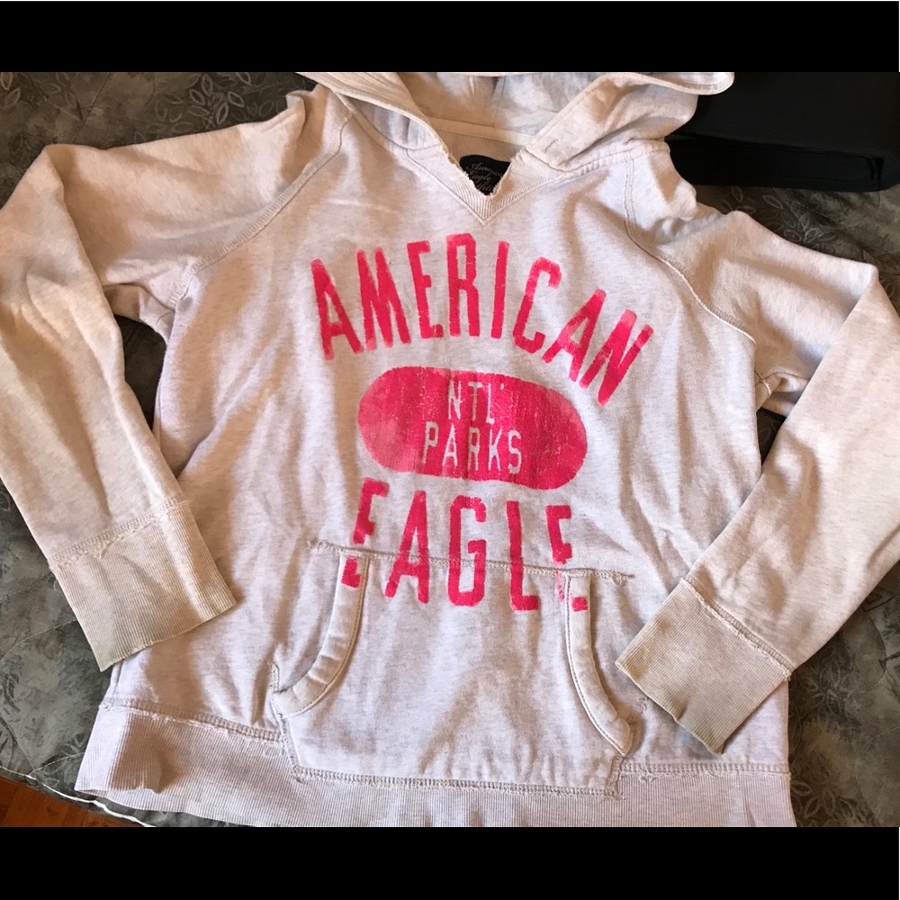 American Eagle Outfitters Light Pink Hoodie with Hot Pink Logo